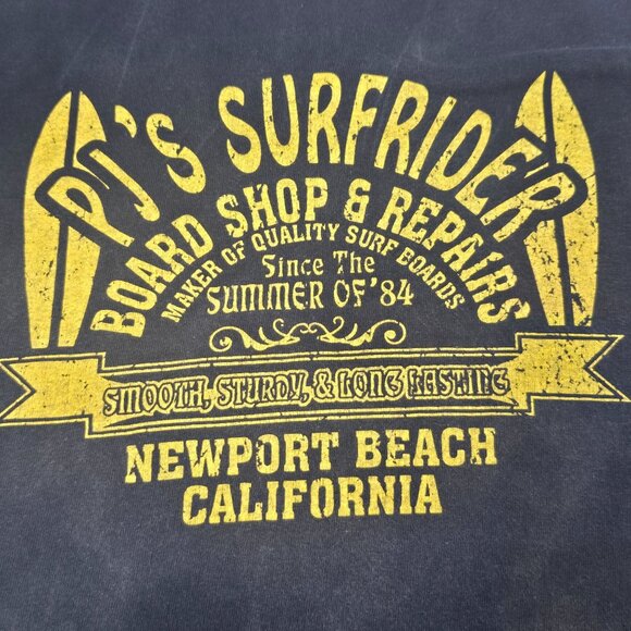Gildan Heavy Black Cotton Medium Graphic Tee Newport Beach California Surf - Picture 1 of 8